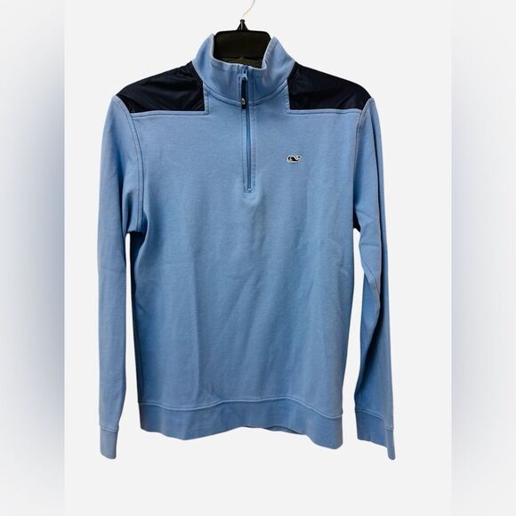 Vineyard Vines Women’s Shep Shirt Pullover Size XS 1/4 Zip Light Blue & Navy - Picture 4 of 7